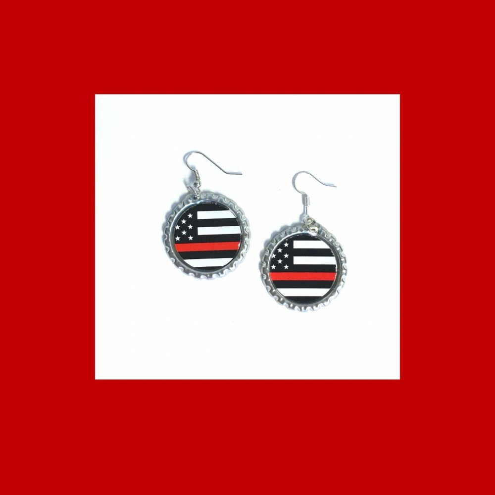 Firefighters Red Line Handmade Earrings